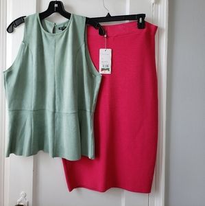 Pink trendy pencil skirt